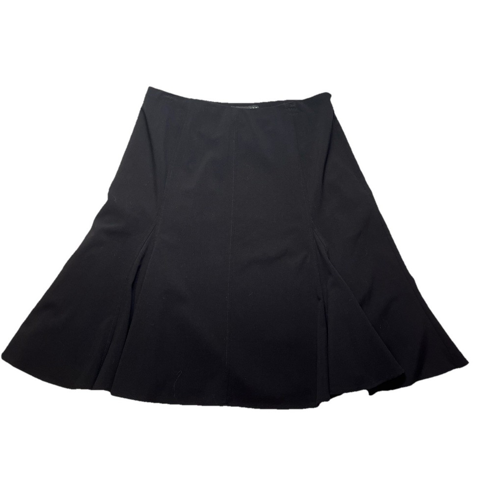 Apostrophe Black Flare Skirt Womens 12 A-Line Godet Midi Career Classic